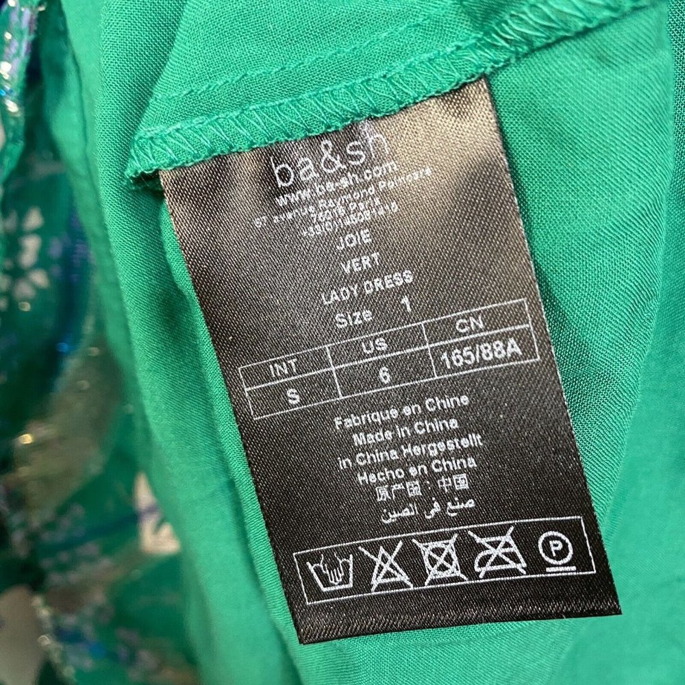 Ba&Sh vert Green Floral Joie Robe Long Sleeves Sleeves Maxi Dress Size 1 - Picture 7 of 10